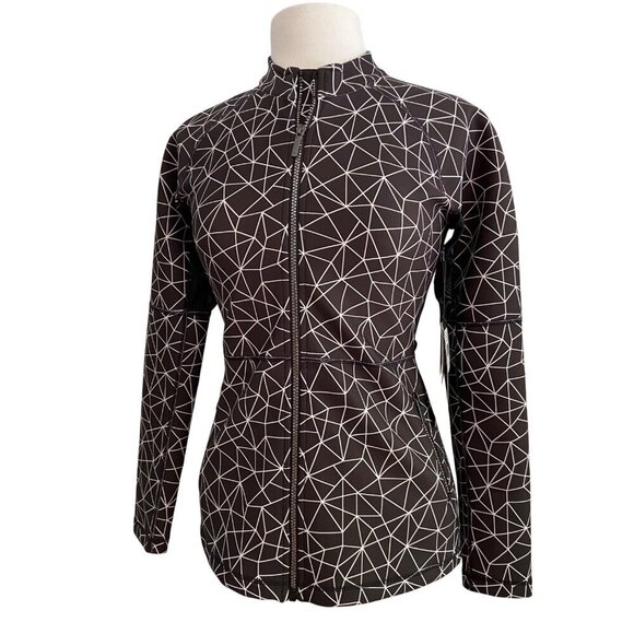 Karma athletic fitted jacket black white pattern Clara Shatter Glass mesh Medium - Picture 2 of 14